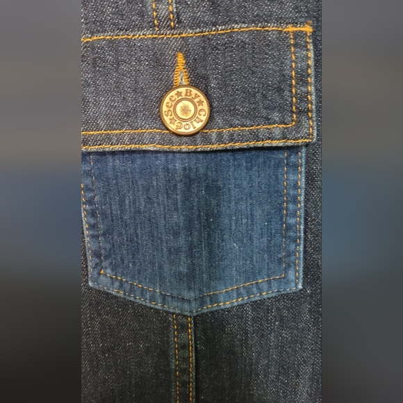 See By Chloe Blue Denim Shirt Dress Two-toned Velvet Mini - Picture 6 of 13